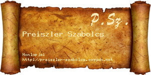 Preiszler Szabolcs névjegykártya